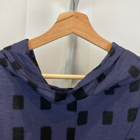 CUT LOOSE S Cowl Neck Tunic Top Sleeveless Pullover Square Patch Purple Black - Picture 9 of 12